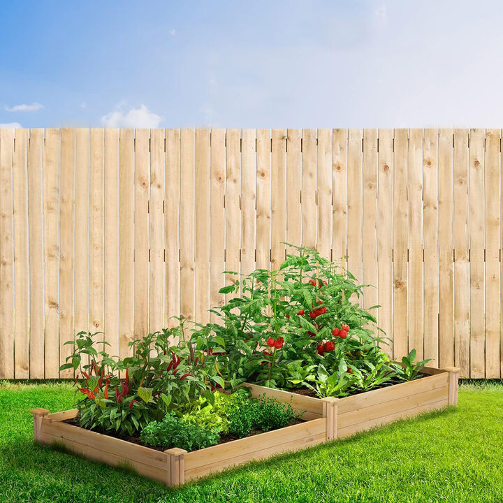 QuikFurn Cedar 4ft x 8ft x 10.5in Raised Garden Bed - Made in USA