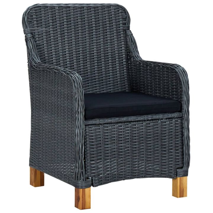 vidaXL Garden Chairs with Cushions 2 pcs Poly Rattan Dark Gray