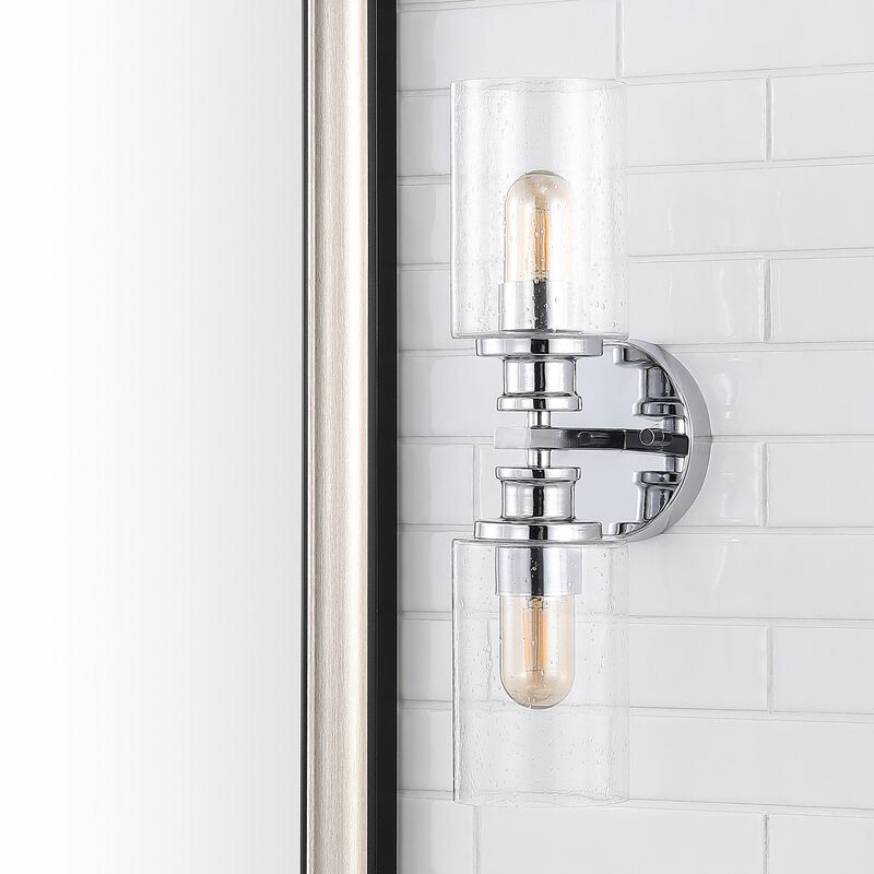 Jules Edison Cylinder Iron/Seeded Glass Farmhouse Contemporary LED Wall Sconce