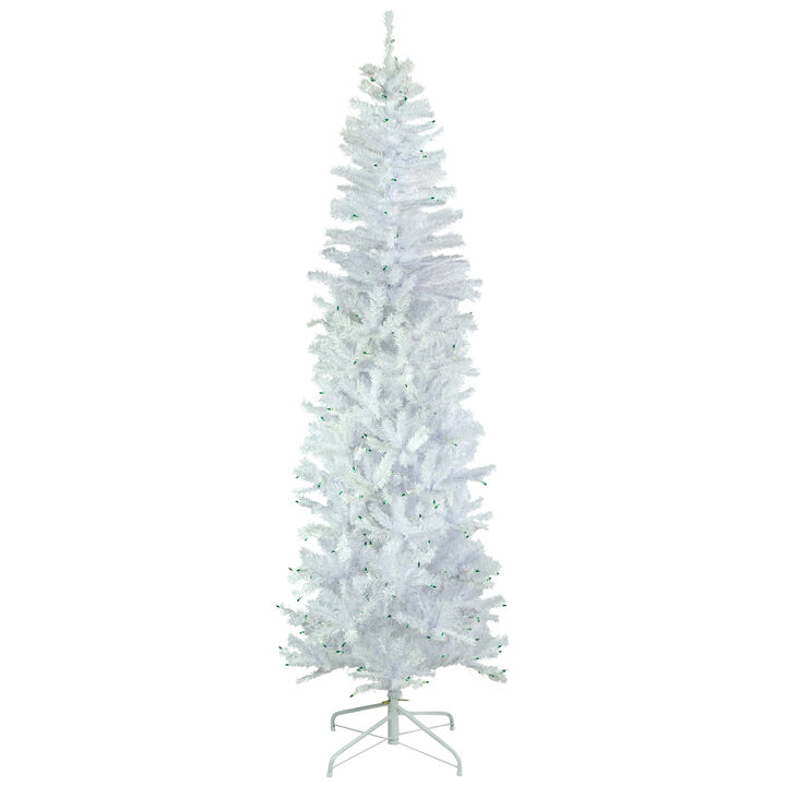 6.5' Pre-Lit Woodbury White Pine Pencil Artificial Christmas Tree  Green Lights