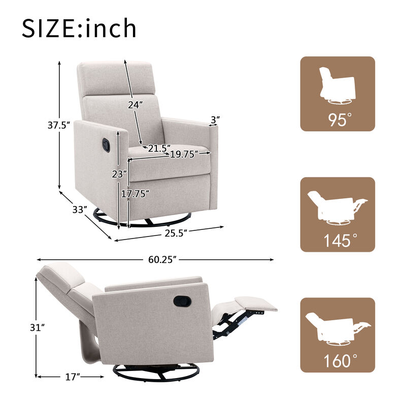 Wood-Framed PU Leather Recliner Chair Adjustable Home Theater Seating with Thick Seat Cushion and Backrest Modern Living Room Recliners