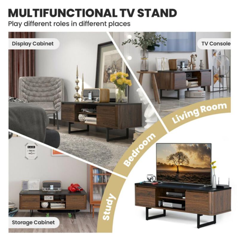 Hivvago Wooden TV Stand with 2-Door Storage Cabinets for for TVs up to 55 Inch