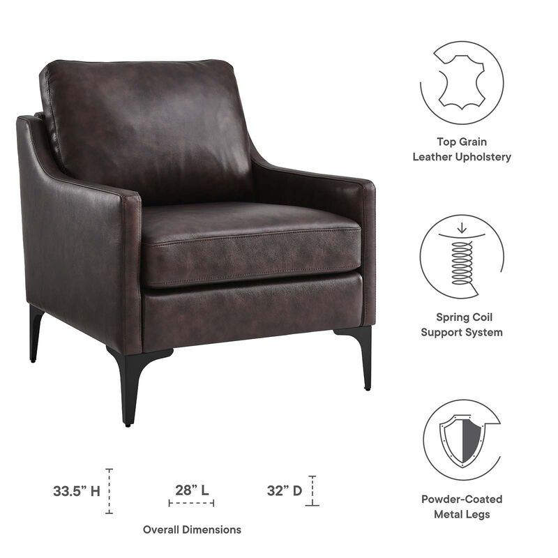 Corland Leather Armchair Brown