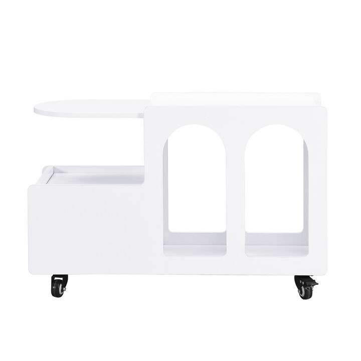 Merax Mobile End Table with Lockable Wheels