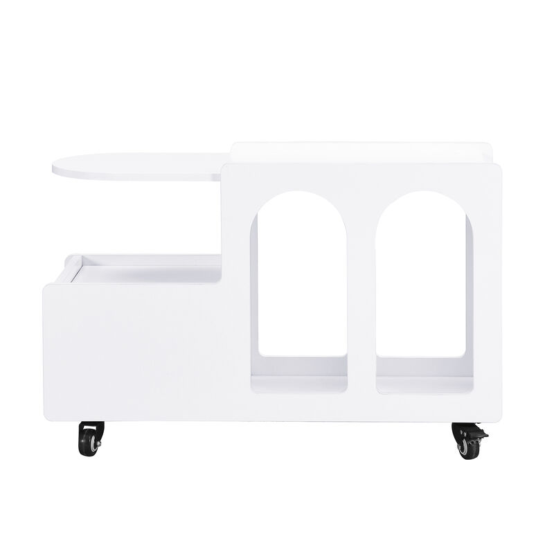 Merax Mobile End Table with Lockable Wheels