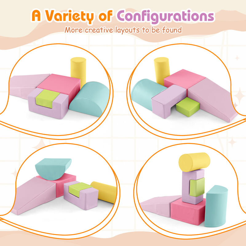 6 Pieces Foam Climbing Blocks Indoor Climb and Crawl Activity Playset with Rectangles
