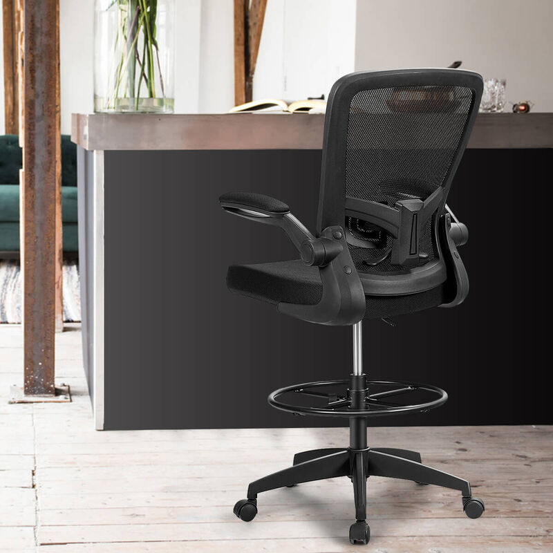 Costway Tall Office Chair Adjustable Height w/Lumbar Support Flip Up Arms