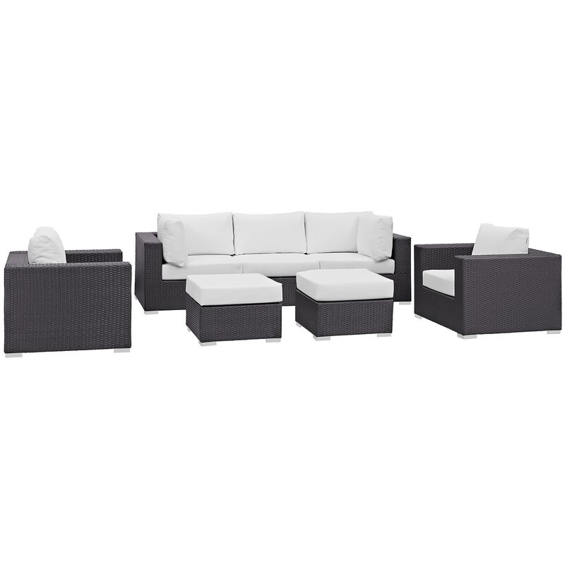 Convene 7 Piece Outdoor Patio Sectional Set - Espresso White