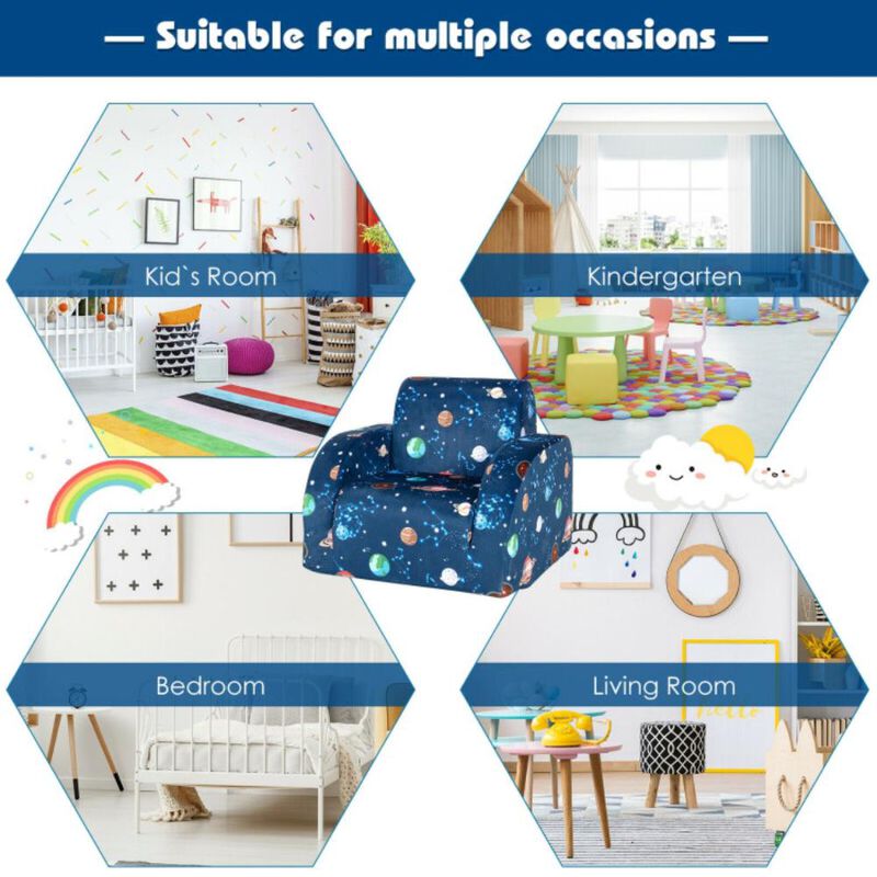 Hivvago 3-in-1 Convertible Kid Sofa Bed Flip-Out Chair Lounger for Toddler