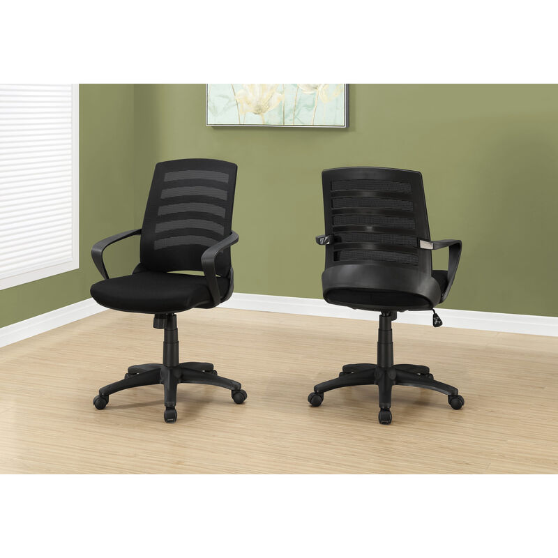 Monarch Specialties I 7224 Office Chair, Adjustable Height, Swivel, Ergonomic, Armrests, Computer Desk, Work, Metal, Mesh, Black, Contemporary, Modern