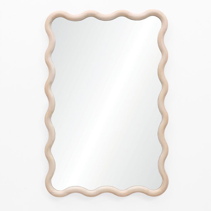 LuxenHome 39.25-Inch Tall Rectangular Natural Pine Wood Decorative Frame Accent Wall Mirror