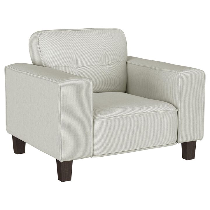 Dero Accent Chair, 37 Inch, Light Gray Faux Corduroy, Wide Track Arms - Benzara