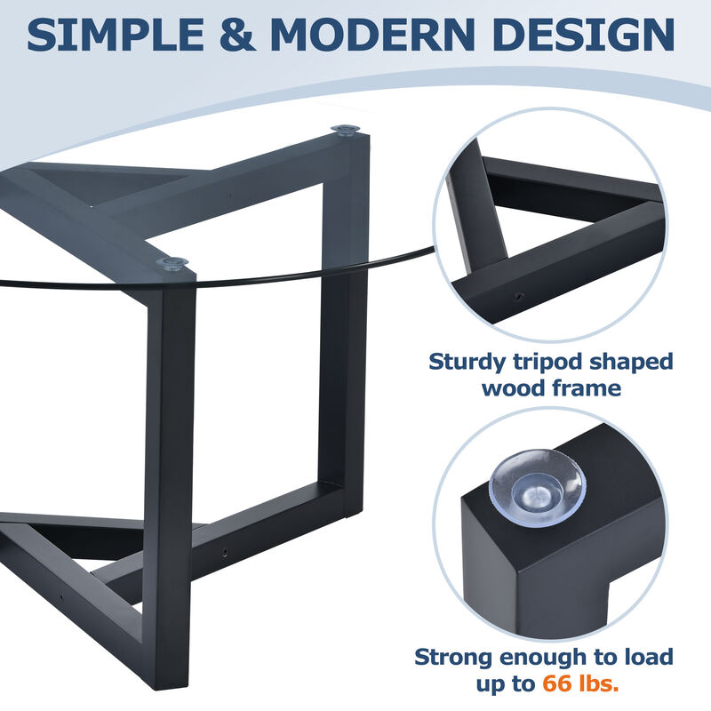 Merax Modern Coffee Table with Tempered Glass