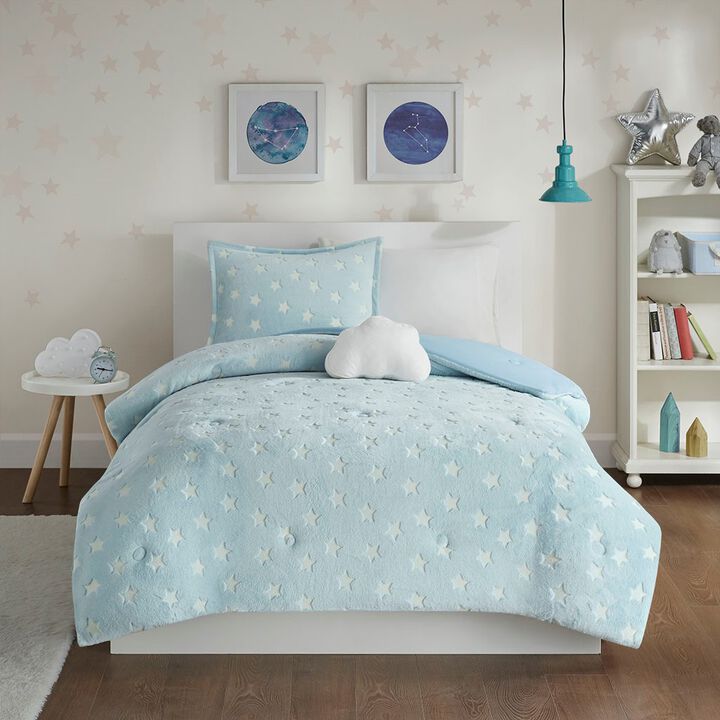 Gracie Mills Euralia Starry Night Glow-in-the-Dark Plush Comforter Set
