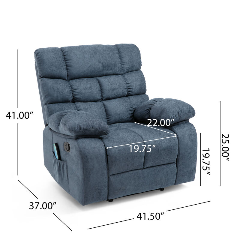 Elegant Pillow Tufted Massage Recliner with Remote Control