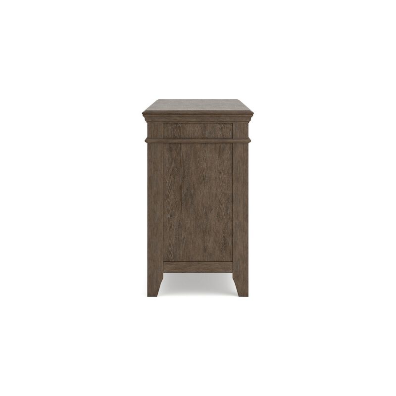 Vells 60 Inch Credenza Table, 2 Adjustable Shelves, Brushed Grayish Brown - Benzara
