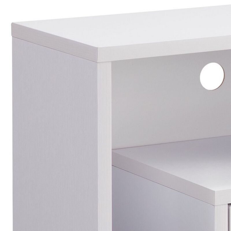Jett 47 Inch TV Media Entertainment Console, 2 Drawers, 2 Shelves, White-Benzara