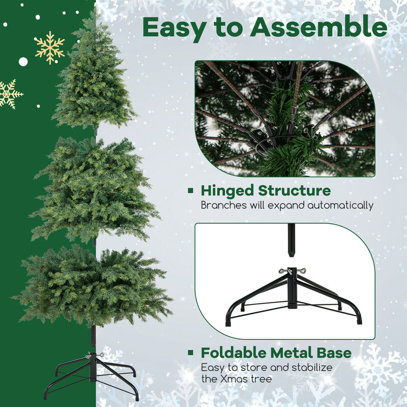 Pre-Lit Artificial Christmas Tree with 11 Modes and Metal Stand