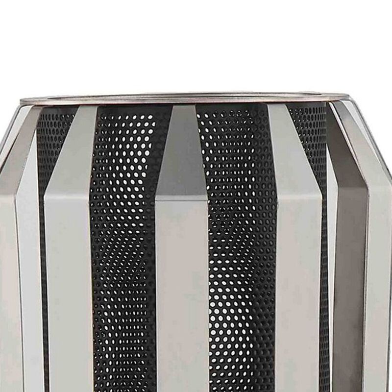 Pin 13 Inch Table Lamp, Accent Cylinder Metal Shade, Round Base, Black-Benzara
