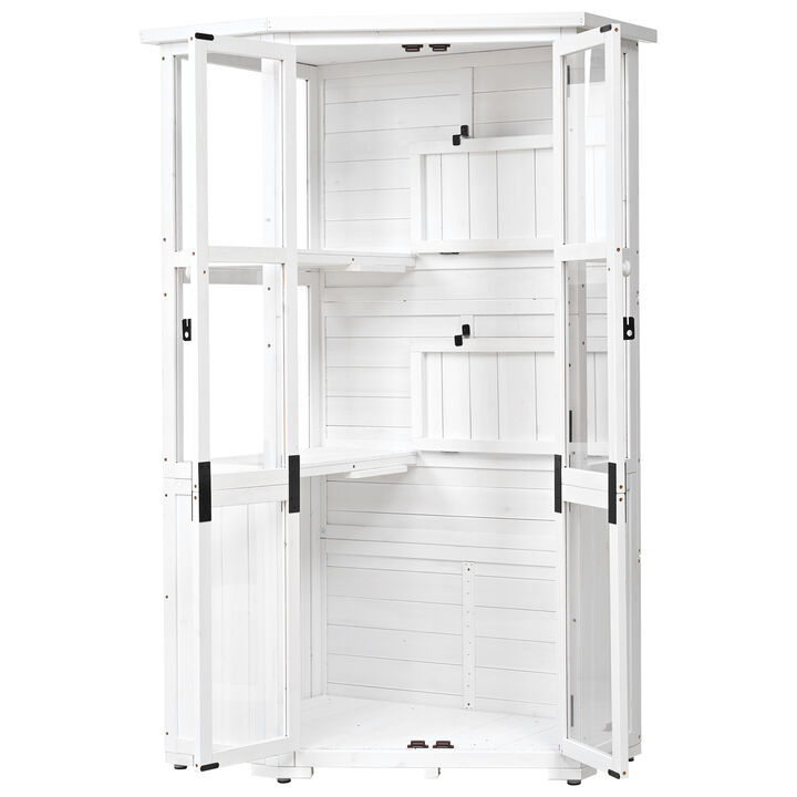 Merax Mini Greenhouse Cold Frame Garden Wood Storage Cabinet