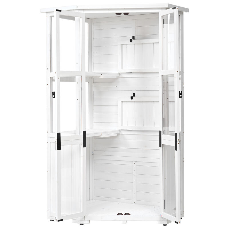 Merax Mini Greenhouse Cold Frame Garden Wood Storage Cabinet