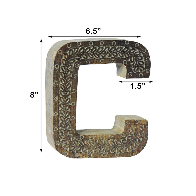 Vintage Gray Handmade Eco-Friendly "C" Alphabet Letter Block For Wall Mount & Table Top D�cor