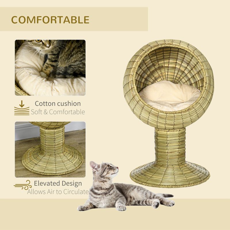 Yellow Cat Furniture: Elevated Condo Pod with Stand & Cushion