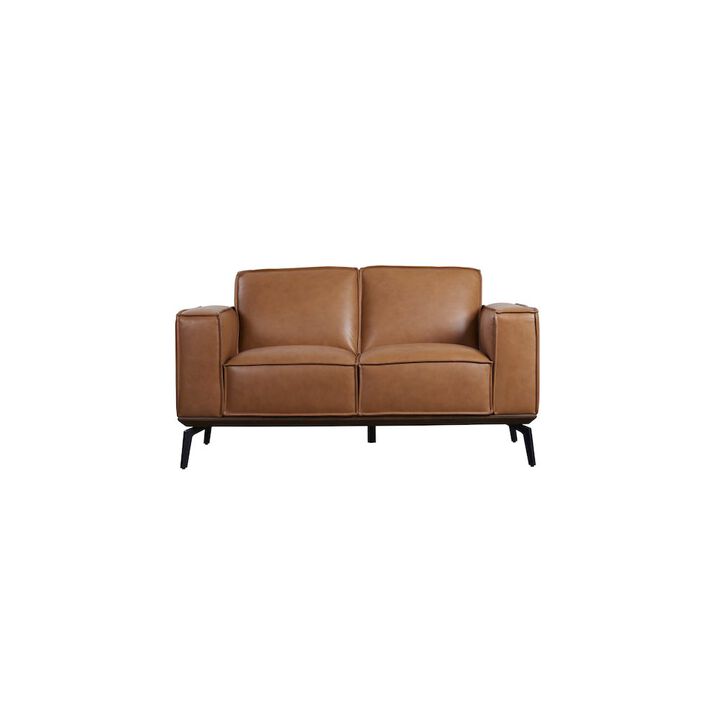 Porter Designs Carina Top Grain Leather Loveseat, Brown