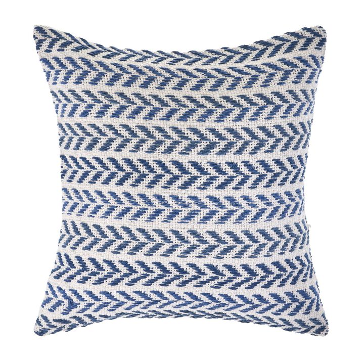 18" Indigo Blue and White Breaking Day Square Throw Pillow