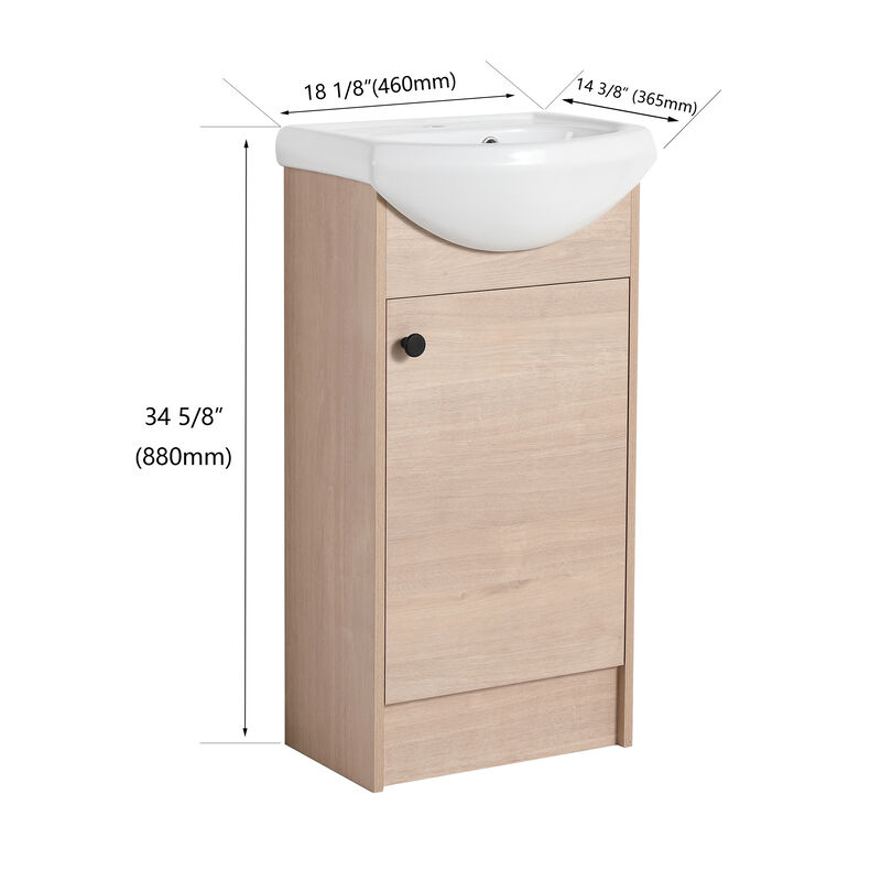 Gewnee 18 Inch Bathroom Vanity With Sink Natural