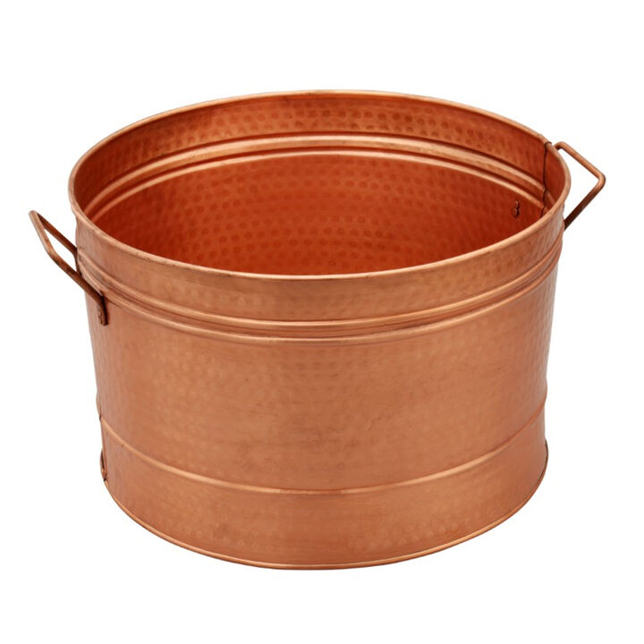 Hammered Pattern Galvanized Farmhouse Style Tub, Copper-Benzara