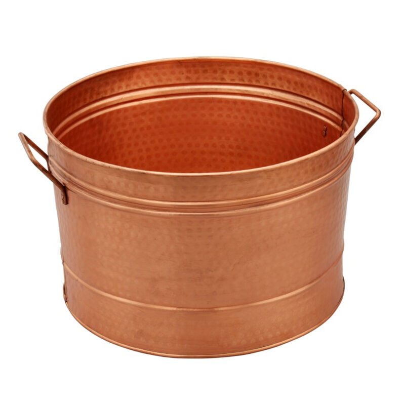 Hammered Pattern Galvanized Farmhouse Style Tub, Copper-Benzara