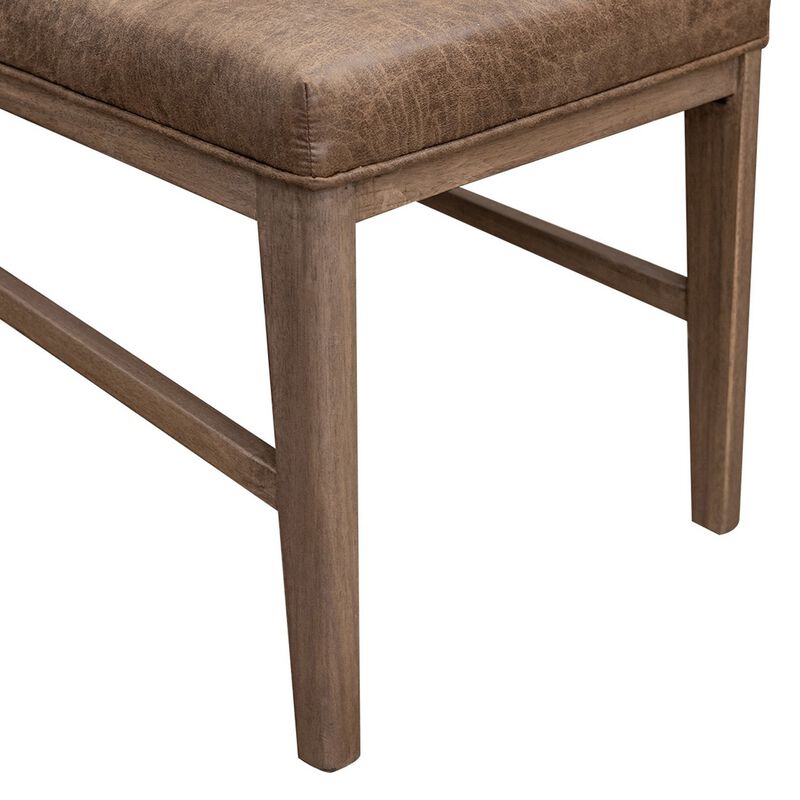 Okai Dining Side Chair Set of 2, Brown Upholstered Padded, Solid Wood