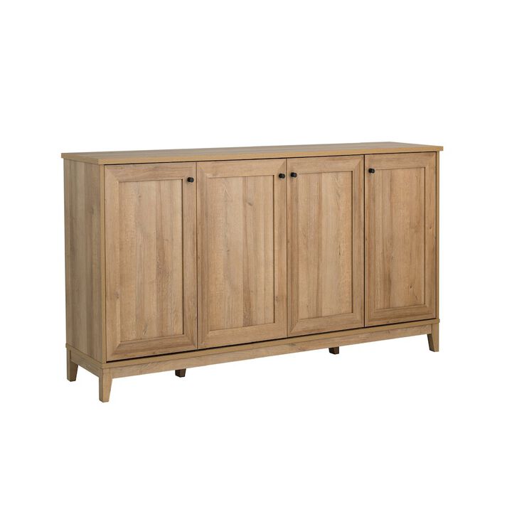 Prepac Yaletown 4 Panel Door Console Table Oak Engineered Wood Storage Cabinet