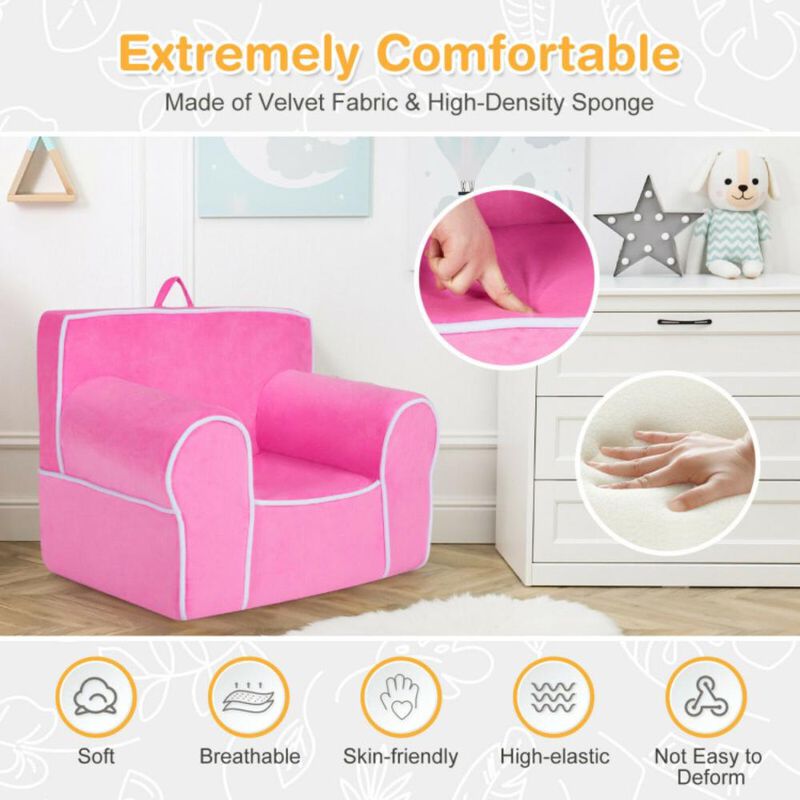 Hivvago Upholstered Kids Sofa with Velvet Fabric and High-Quality Sponge