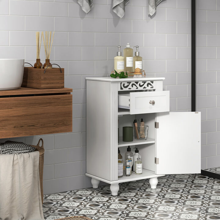 Costway Bathroom Floor Cabinet Side Storage Organizer with 1 Drawer & Adjustable Shelf