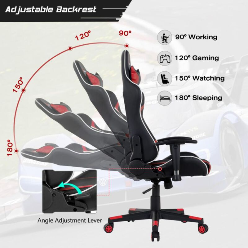 Hivvago Reclining Swivel Massage Gaming Chair with Lumbar Support