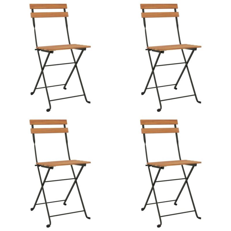 vidaXL Folding Bistro Chairs 4 pcs Solid Wood Teak and Steel