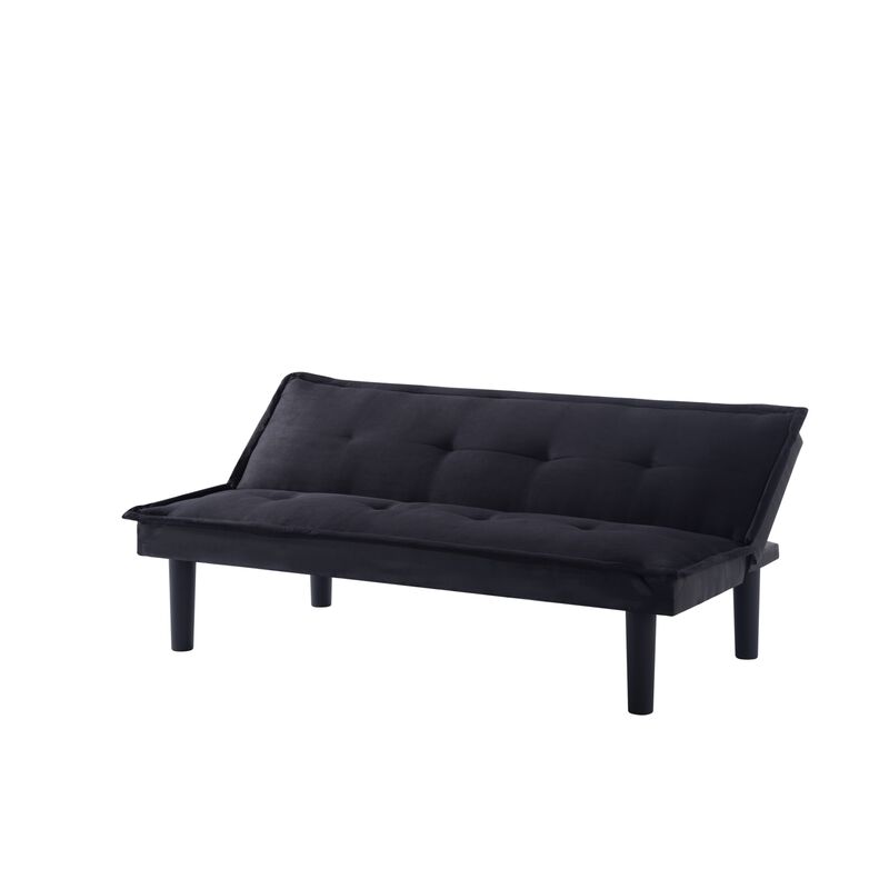 63.2 in. Black Velvet Twin Size Sofa Bed