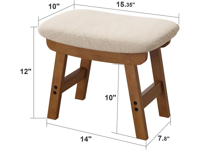 Viewcare Small Soft Footrest Ottoman with Wood Legs