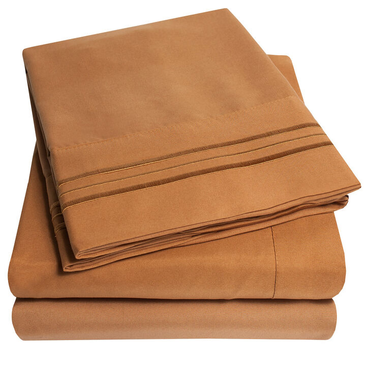 5 Piece Sheet Set, Ultra Soft 1800 Series Collection - Split King, Royal Blue