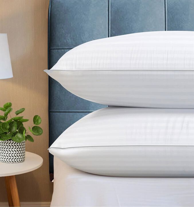 Hivvago Set of 2 Machine Washable Down Alternative Bed Pillow with Cotton Cover   Queen