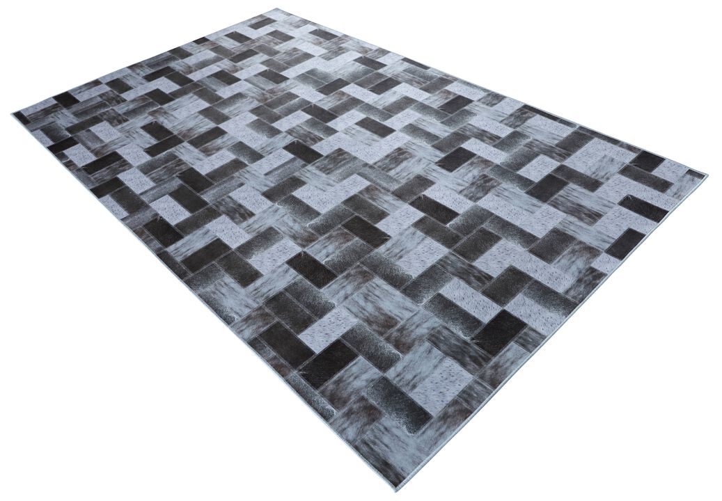 Walk on Me Faux Cowhide Digital Printed Patchwork Off the Blocks Contemporary Indoor Area Rug
