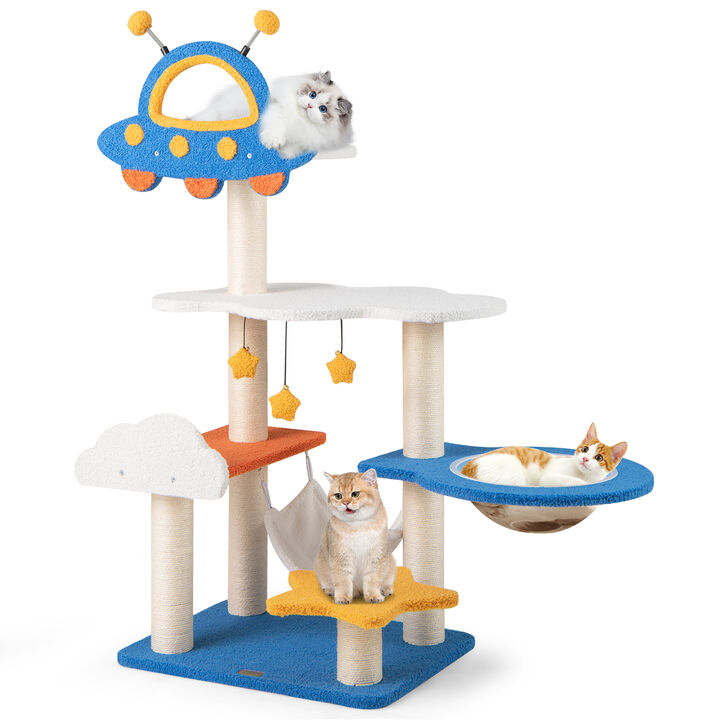 Tall Cat Tree with UFO Top Perch Space Capsule and Sisal Scratching Posts