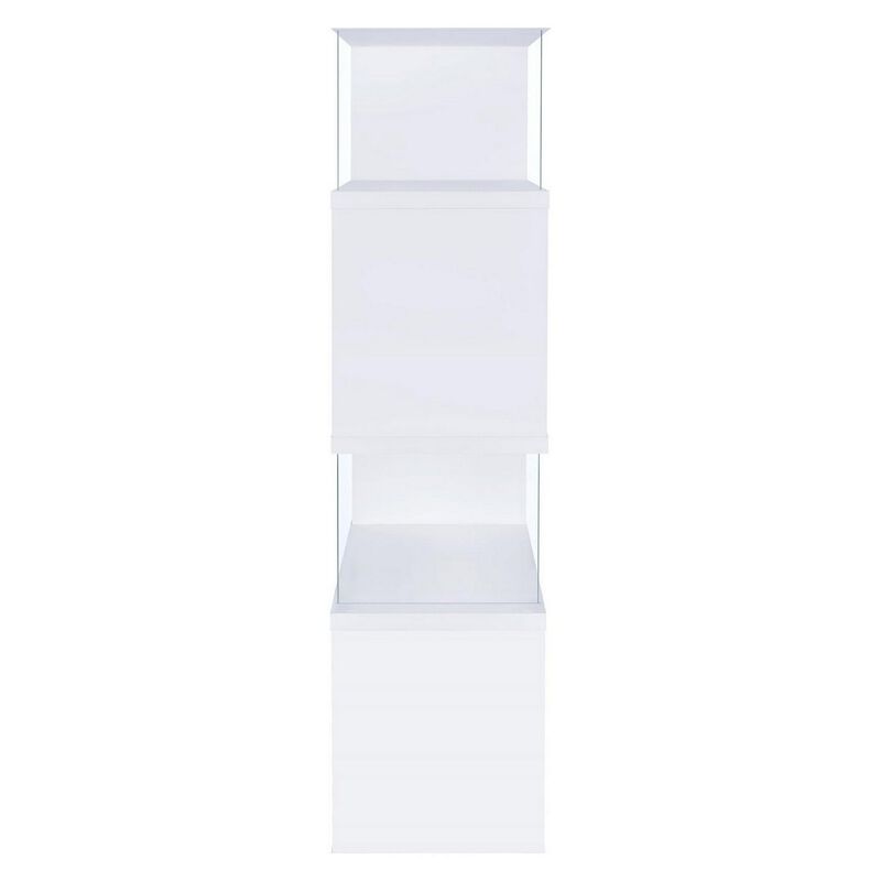 Fantastic glossy white wooden bookcase-Benzara