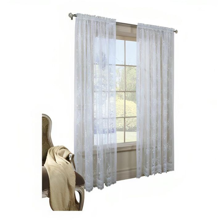 Commonwealth Habitat Mona Lisa Jacquard Lace Tailored Sheer Panel - 56x72" - White