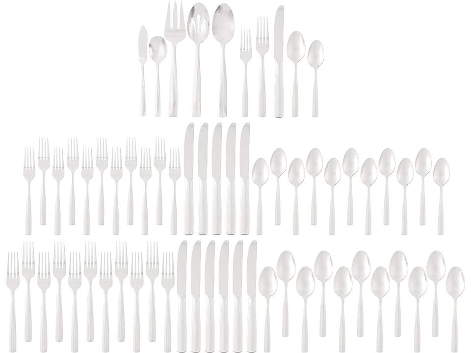 Lenox Lachlan 65-Piece Flatware Set, Metallic