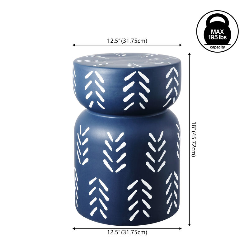 Kiri Modern Bohemian Arrow Pattern Drum Indoor/Outdoor Garden Stool