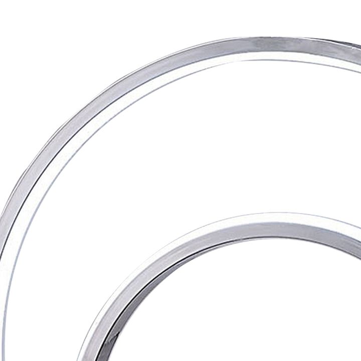 14 Inch Table Lamp, Modern Ring LED Light, Round Metal Base, Silver-Benzara