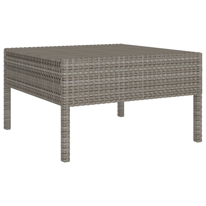 6pc Outdoor Modular Sofa and Table Set, White Polyester, Gray Rattan - Benzara